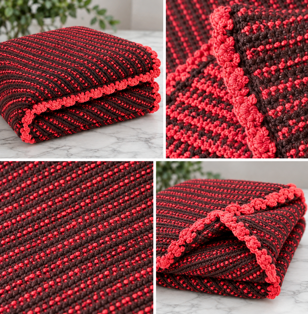 Autumn Mocha four-photo folded afghan collage