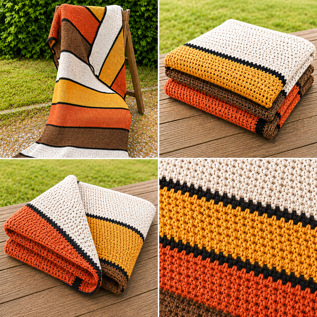 Autumn Embers handmade afghan four-photo collage