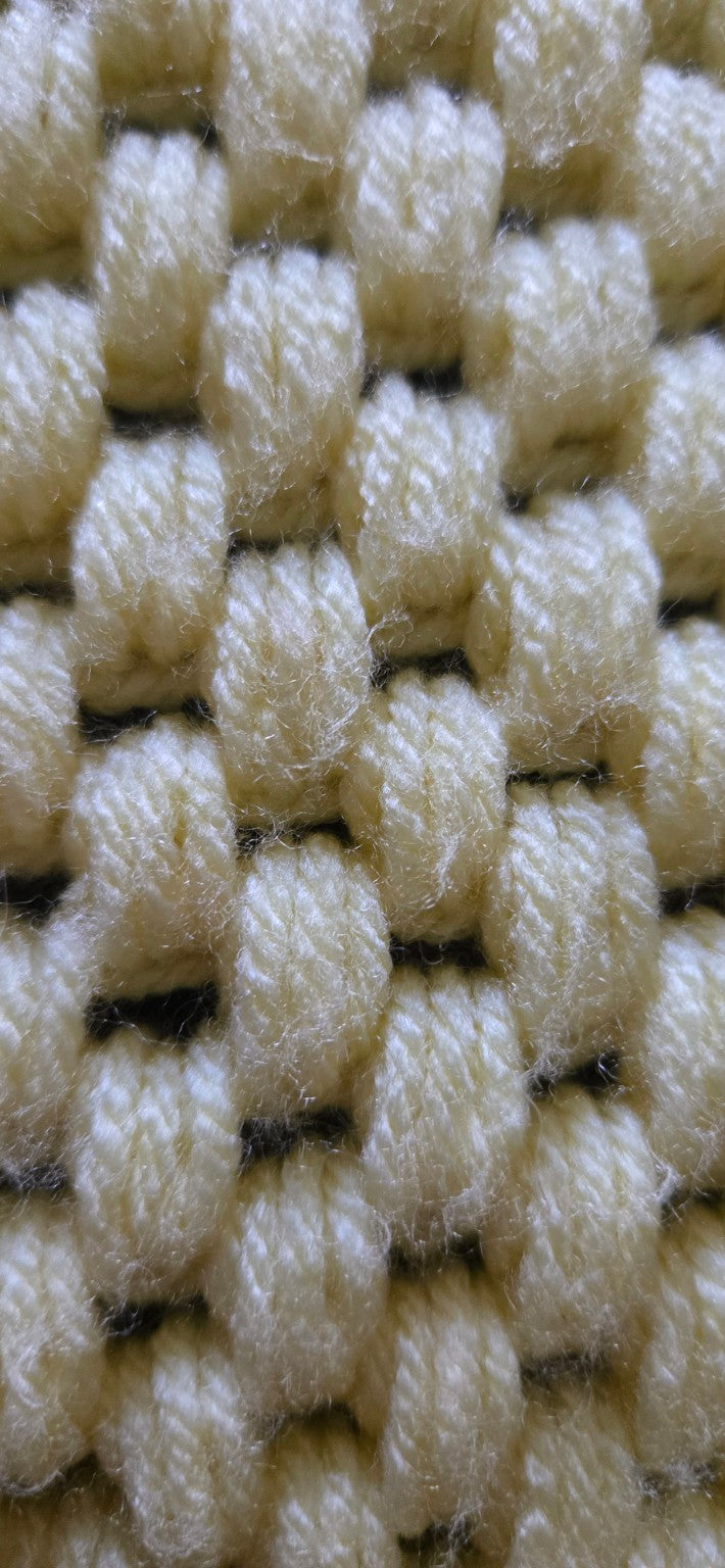 Close-up of Buttercream Dreams Tunisian crochet texture