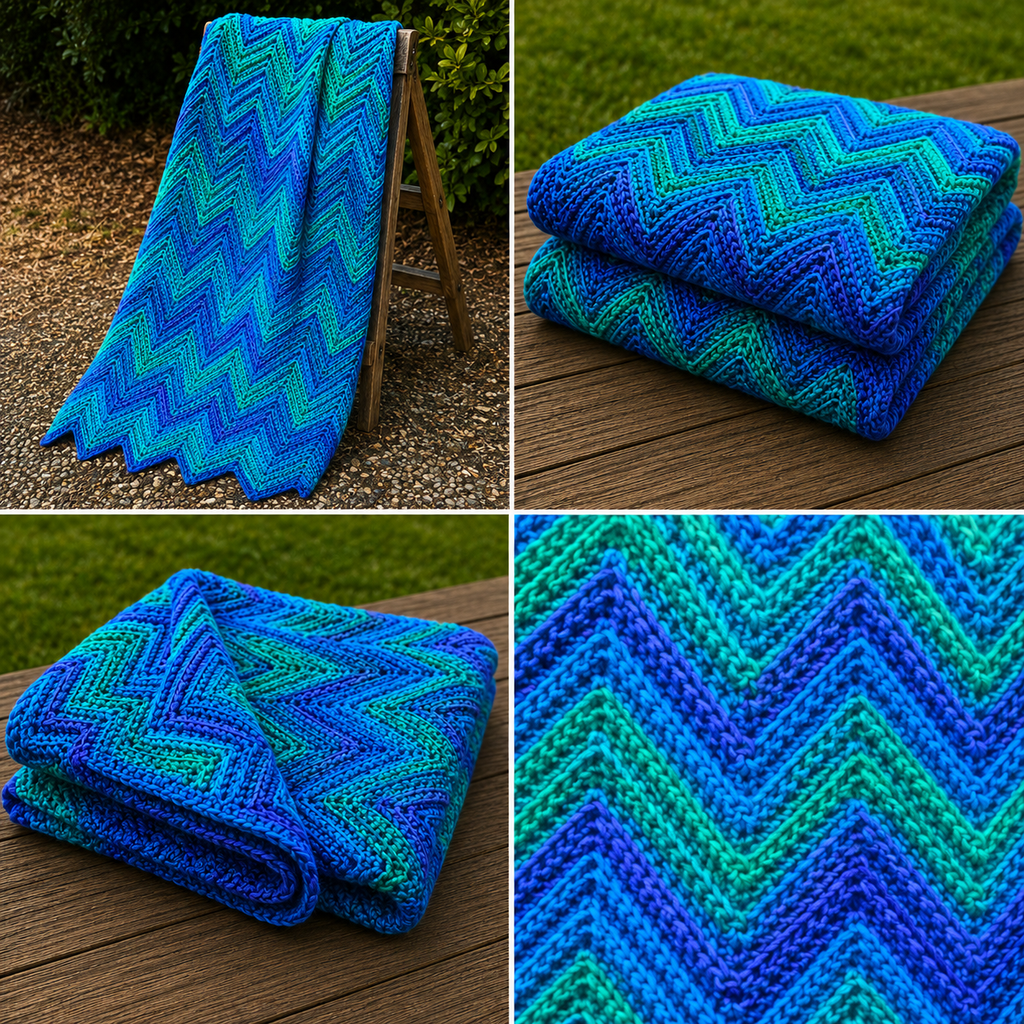 Hawaiian Dreams handmade chevron afghan four-photo collage