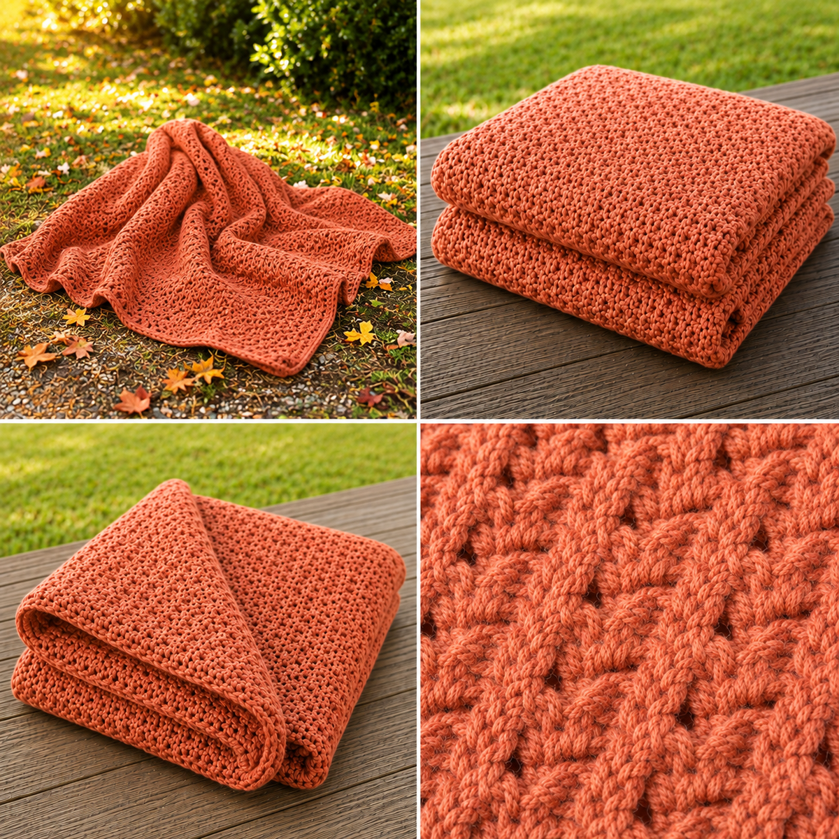 Pumpkin Spice handmade afghan four-photo collage