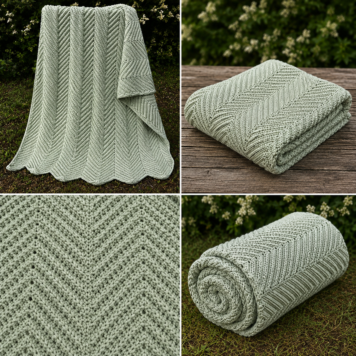 Sage Meadow handmade crocheted afghan four pattern views