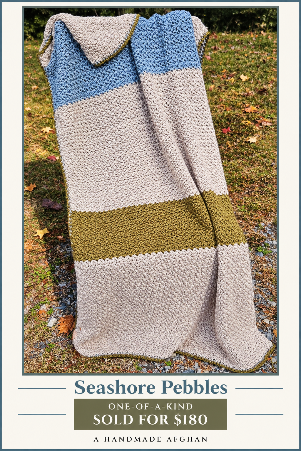 Seashore Pebbles one-of-a-kind handmade afghan sold for $180