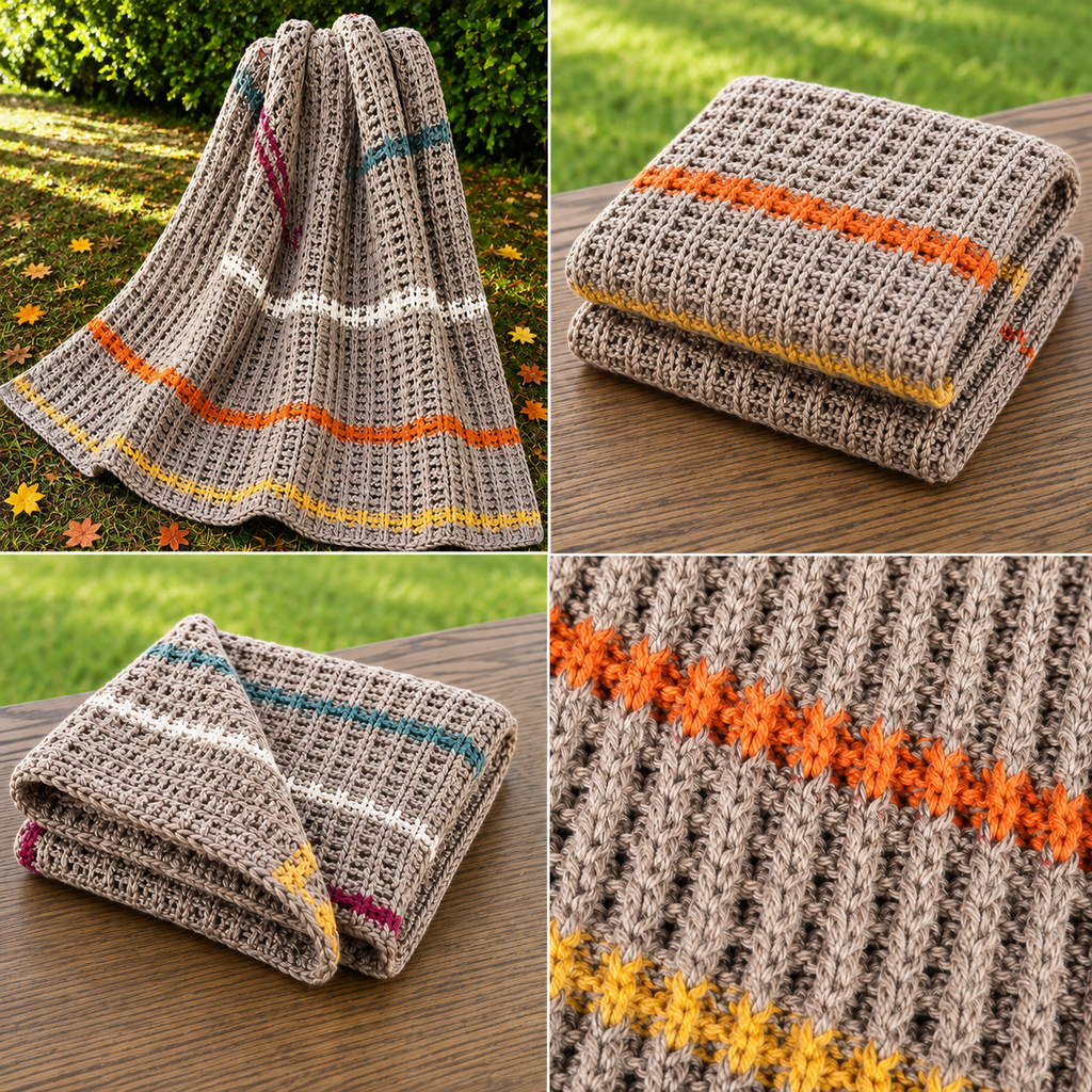 Spice Box handmade crocheted afghan four-photo detail collage
