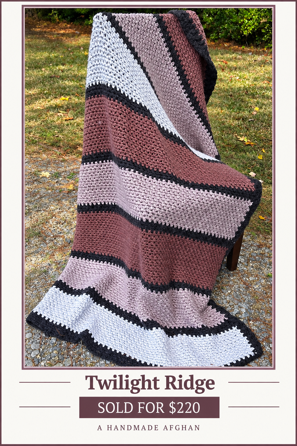 Twilight Ridge handmade afghan sold for $220