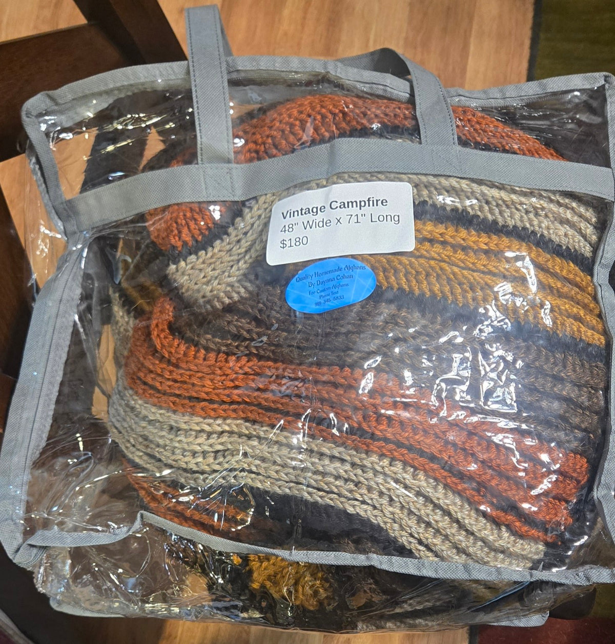 Vintage Campfire handmade afghan in its protective storage case