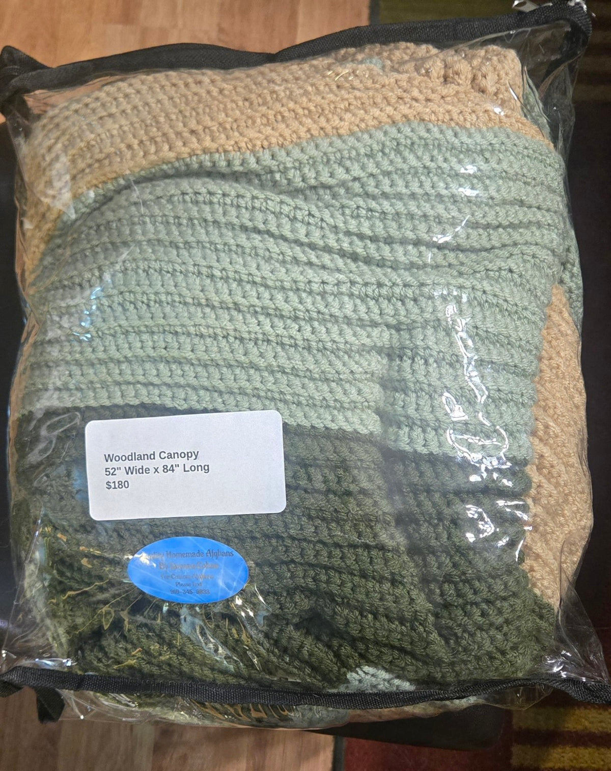 Woodland Canopy handmade afghan in its protective storage case